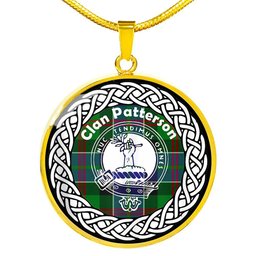 Patterson Tartan Crest Clan Scotland Tartan Plaid Circle Pendant Necklace Jewelry Gift For Women