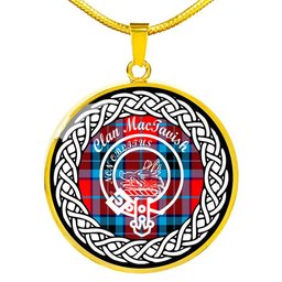 MacTavish Tartan Crest Clan Scotland Tartan Plaid Circle Pendant Necklace Jewelry Gift For Women
