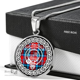 MacTavish Tartan Crest Clan Scotland Tartan Plaid Circle Pendant Necklace Jewelry Gift For Women