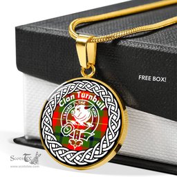 Turnbull Tartan Crest Clan Scotland Tartan Plaid Circle Pendant Necklace Jewelry Gift For Women
