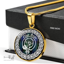 Hope Tartan Crest Clan Scotland Tartan Plaid Circle Pendant Necklace Jewelry Gift For Women