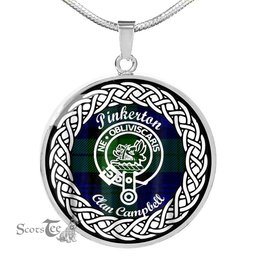 Pinkerton Tartan Crest Clan Scotland Tartan Plaid Circle Pendant Necklace Jewelry Gift For Women