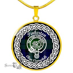 Pinkerton Tartan Crest Clan Scotland Tartan Plaid Circle Pendant Necklace Jewelry Gift For Women