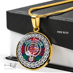 Lindsay Tartan Crest Clan Scotland Tartan Plaid Circle Pendant Necklace Jewelry Gift For Women