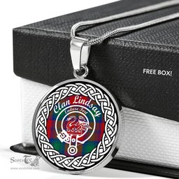 Lindsay Tartan Crest Clan Scotland Tartan Plaid Circle Pendant Necklace Jewelry Gift For Women