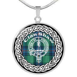 Shaw Tartan Crest Clan Scotland Tartan Plaid Circle Pendant Necklace Jewelry Gift For Women