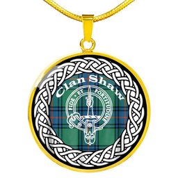 Shaw Tartan Crest Clan Scotland Tartan Plaid Circle Pendant Necklace Jewelry Gift For Women