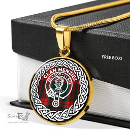 Menzies Tartan Crest Clan Scotland Tartan Plaid Circle Pendant Necklace Jewelry Gift For Women