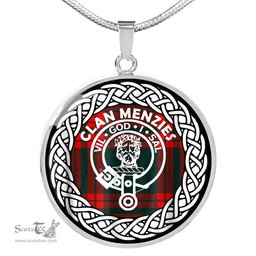 Menzies Tartan Crest Clan Scotland Tartan Plaid Circle Pendant Necklace Jewelry Gift For Women