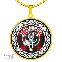 Menzies Tartan Crest Clan Scotland Tartan Plaid Circle Pendant Necklace Jewelry Gift For Women