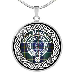 Maclnnes Tartan Crest Clan Scotland Tartan Plaid Circle Pendant Necklace Jewelry Gift For Women