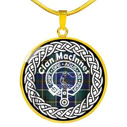 Maclnnes Tartan Crest Clan Scotland Tartan Plaid Circle Pendant Necklace Jewelry Gift For Women
