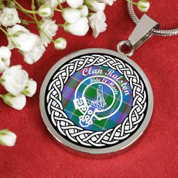 Ralston Tartan Crest Clan Scotland Tartan Plaid Circle Pendant Necklace Jewelry Gift For Women