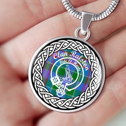 Ralston Tartan Crest Clan Scotland Tartan Plaid Circle Pendant Necklace Jewelry Gift For Women