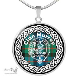 Murray Tartan Crest Clan Scotland Tartan Plaid Circle Pendant Necklace Jewelry Gift For Women