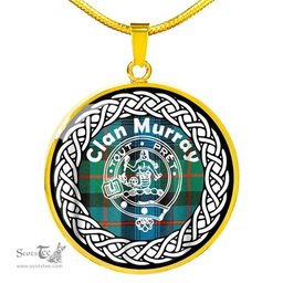 Murray Tartan Crest Clan Scotland Tartan Plaid Circle Pendant Necklace Jewelry Gift For Women
