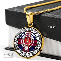 Maclachlan Tartan Crest Clan Scotland Tartan Plaid Circle Pendant Necklace Jewelry Gift For Women