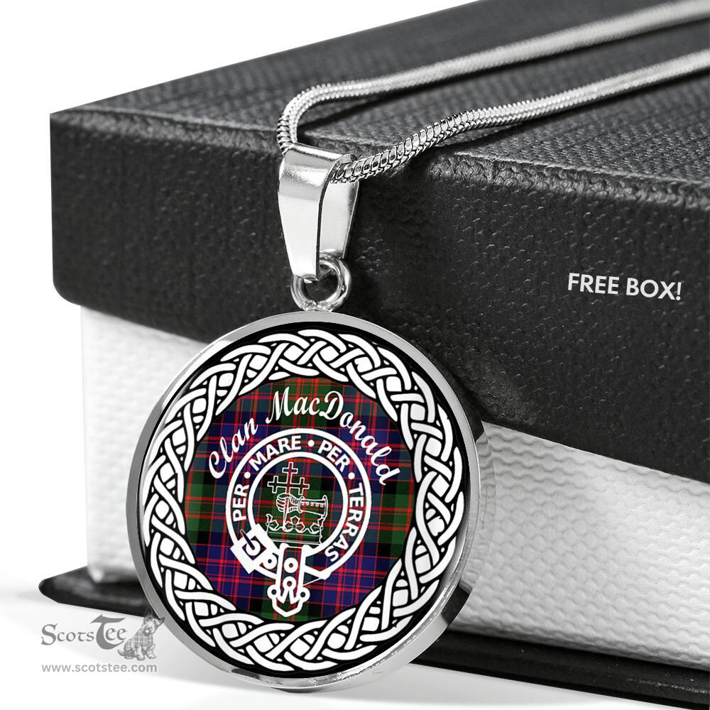 MacDonald Tartan Crest Clan Scotland Tartan Plaid Circle Pendant Necklace Jewelry Gift For Women