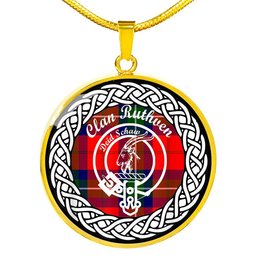 Ruthven Tartan Crest Clan Scotland Tartan Plaid Circle Pendant Necklace Jewelry Gift For Women