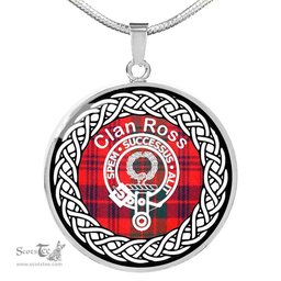 Ross Tartan Crest Clan Scotland Tartan Plaid Circle Pendant Necklace Jewelry Gift For Women