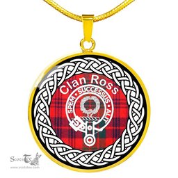 Ross Tartan Crest Clan Scotland Tartan Plaid Circle Pendant Necklace Jewelry Gift For Women