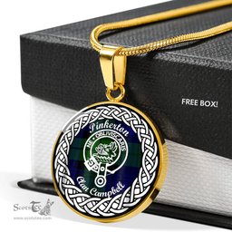 Pinkerton Tartan Crest Clan Scotland Tartan Plaid Circle Pendant Necklace Jewelry Gift For Women