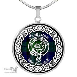 Pinkerton Tartan Crest Clan Scotland Tartan Plaid Circle Pendant Necklace Jewelry Gift For Women