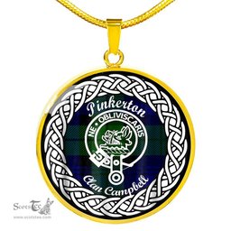 Pinkerton Tartan Crest Clan Scotland Tartan Plaid Circle Pendant Necklace Jewelry Gift For Women