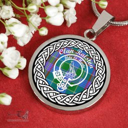 Ralston Tartan Crest Clan Scotland Tartan Plaid Circle Pendant Necklace Jewelry Gift For Women