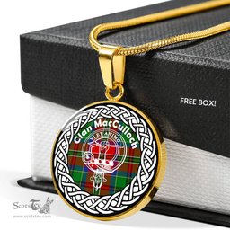 MacCullock Tartan Crest Clan Scotland Tartan Plaid Circle Pendant Necklace Jewelry Gift For Women