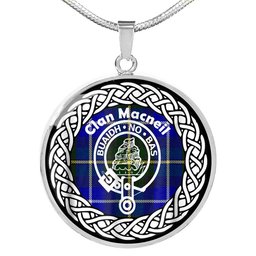 Macneil Tartan Crest Clan Scotland Tartan Plaid Circle Pendant Necklace Jewelry Gift For Women