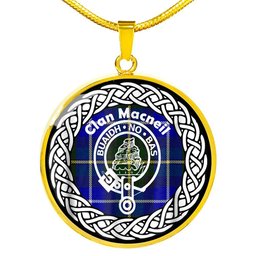 Macneil Tartan Crest Clan Scotland Tartan Plaid Circle Pendant Necklace Jewelry Gift For Women
