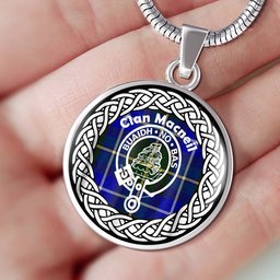 Macneil Tartan Crest Clan Scotland Tartan Plaid Circle Pendant Necklace Jewelry Gift For Women