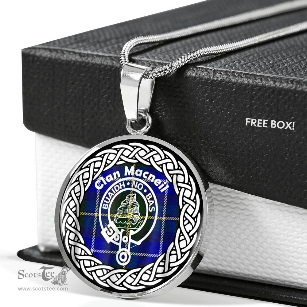 Macneil Tartan Crest Clan Scotland Tartan Plaid Circle Pendant Necklace Jewelry Gift For Women