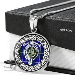 Macneil Tartan Crest Clan Scotland Tartan Plaid Circle Pendant Necklace Jewelry Gift For Women