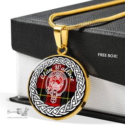 Wallace Tartan Crest Clan Scotland Tartan Plaid Circle Pendant Necklace Jewelry Gift For Women
