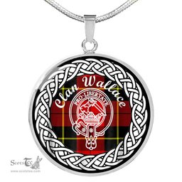 Wallace Tartan Crest Clan Scotland Tartan Plaid Circle Pendant Necklace Jewelry Gift For Women