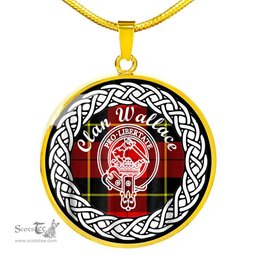 Wallace Tartan Crest Clan Scotland Tartan Plaid Circle Pendant Necklace Jewelry Gift For Women