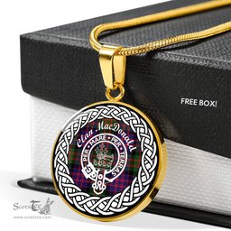 MacDonald Tartan Crest Clan Scotland Tartan Plaid Circle Pendant Necklace Jewelry Gift For Women