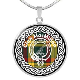 MacMillan Tartan Crest Clan Scotland Tartan Plaid Circle Pendant Necklace Jewelry Gift For Women