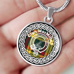 MacMillan Tartan Crest Clan Scotland Tartan Plaid Circle Pendant Necklace Jewelry Gift For Women