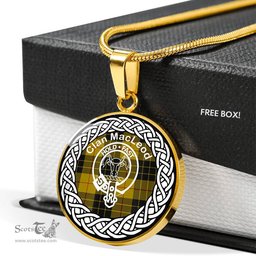 MacLeod Tartan Crest Clan Scotland Tartan Plaid Circle Pendant Necklace Jewelry Gift For Women