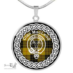 MacLeod Tartan Crest Clan Scotland Tartan Plaid Circle Pendant Necklace Jewelry Gift For Women