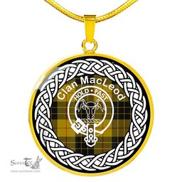 MacLeod Tartan Crest Clan Scotland Tartan Plaid Circle Pendant Necklace Jewelry Gift For Women