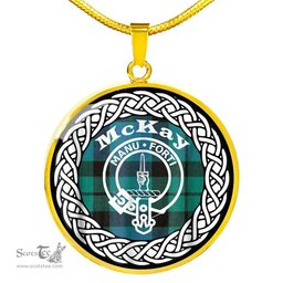 McKay Tartan Crest Clan Scotland Tartan Plaid Circle Pendant Necklace Jewelry Gift For Women