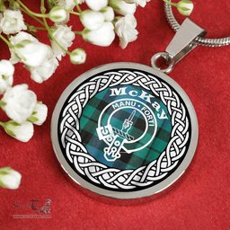 McKay Tartan Crest Clan Scotland Tartan Plaid Circle Pendant Necklace Jewelry Gift For Women