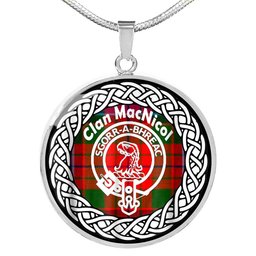 MacNicol Tartan Crest Clan Scotland Tartan Plaid Circle Pendant Necklace Jewelry Gift For Women