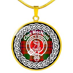 MacNicol Tartan Crest Clan Scotland Tartan Plaid Circle Pendant Necklace Jewelry Gift For Women