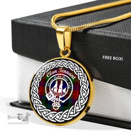 Tennant Tartan Crest Clan Scotland Tartan Plaid Circle Pendant Necklace Jewelry Gift For Women