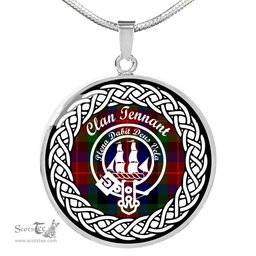Tennant Tartan Crest Clan Scotland Tartan Plaid Circle Pendant Necklace Jewelry Gift For Women